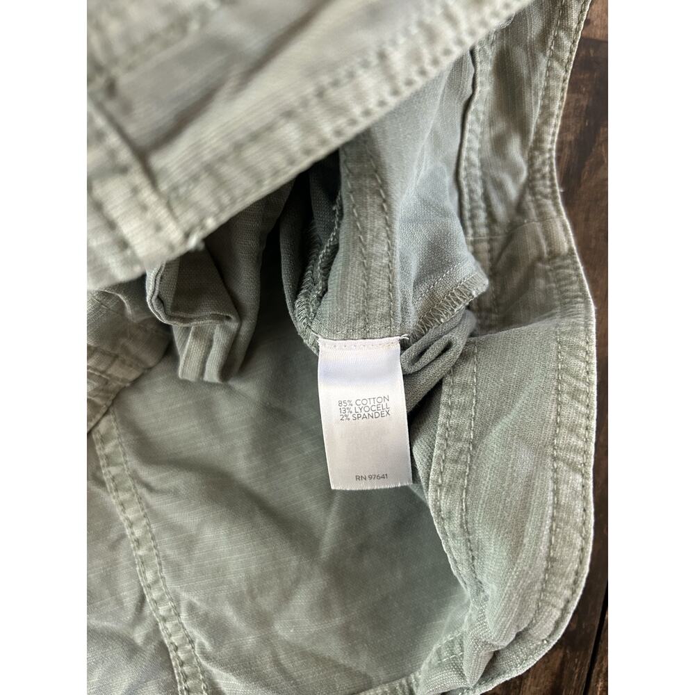 J JILL Utility Chore Button Front Jacket Minimalist Summer Green Lagenlook Sz SP - Picture 4 of 11